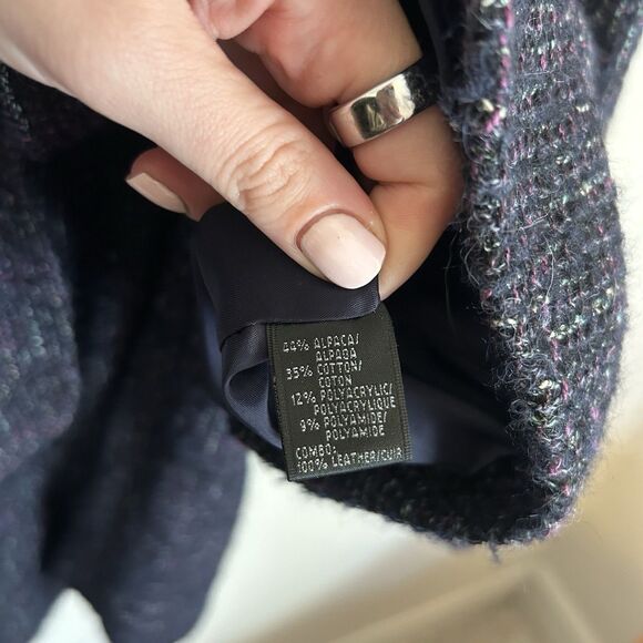 La Fayette 148 Skirt Suite Size 8/10 Alpaca Blend Woven Boucle Navy Business - Picture 6 of 13